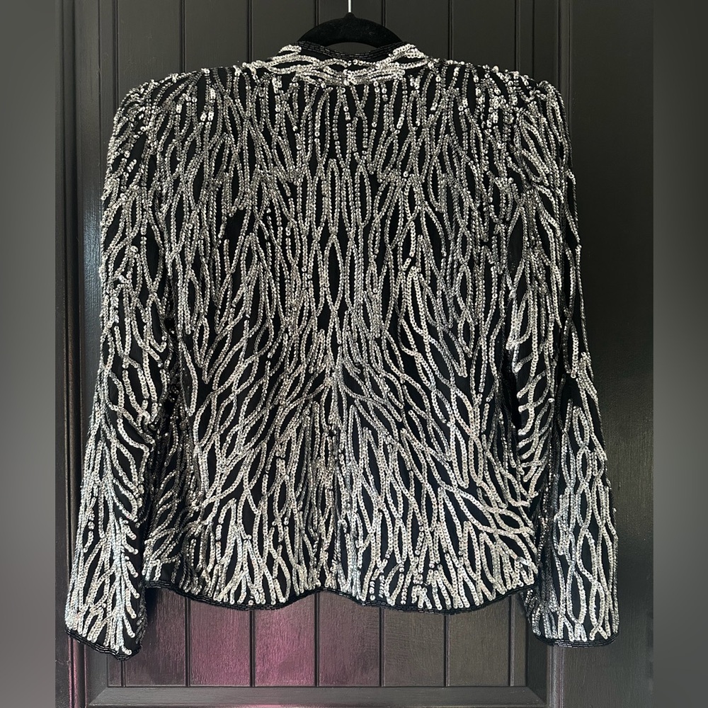 Vintage Laurence Kazar Black Silk Jacket, size M - Picture 6 of 6